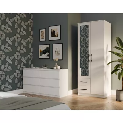 Kleiderschrank 80 cm mit Spiegel und Schubladen RAGNAR – weiß