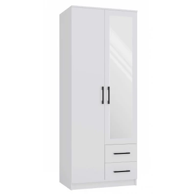 Kleiderschrank 80 cm mit Spiegel und Schubladen RAGNAR – weiß