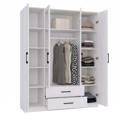 Kleiderschrank 160 cm mit Spiegel und Schubladen RAGNAR – weiß