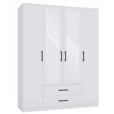 Kleiderschrank 160 cm mit Spiegel und Schubladen RAGNAR – weiß