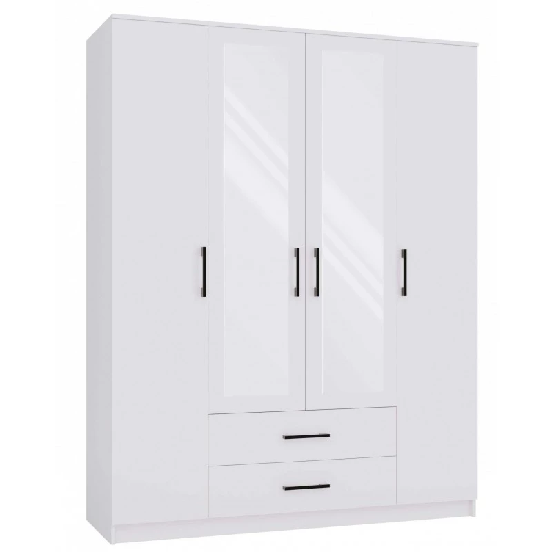 Kleiderschrank 160 cm mit Spiegel und Schubladen RAGNAR – weiß