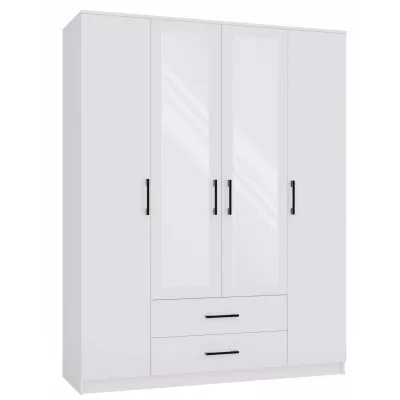 Kleiderschrank 160 cm mit Spiegel und Schubladen RAGNAR – weiß