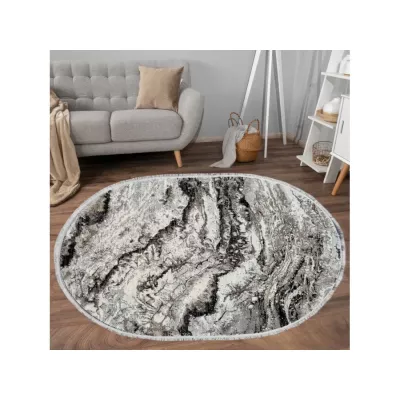 Ovaler Teppich 80x150 cm STEFANO - grau / schwarz