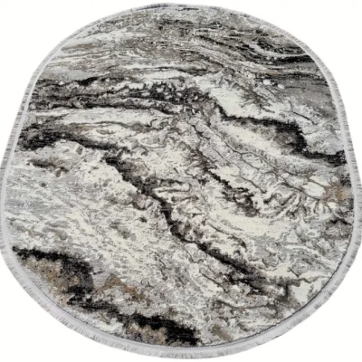 Ovaler Teppich 80x150 cm STEFANO - grau / schwarz