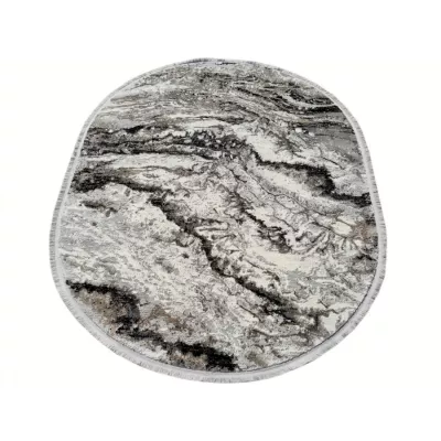Ovaler Teppich 80x150 cm STEFANO - grau / schwarz