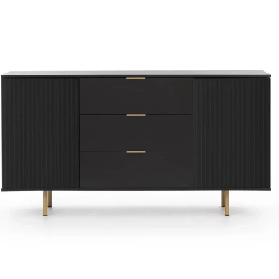 STELLA breite Kommode - schwarz / gold