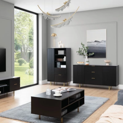 STELLA Schubladenregal - schwarz / gold