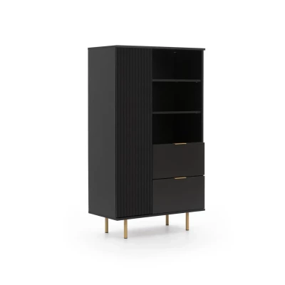 STELLA Schubladenregal - schwarz / gold