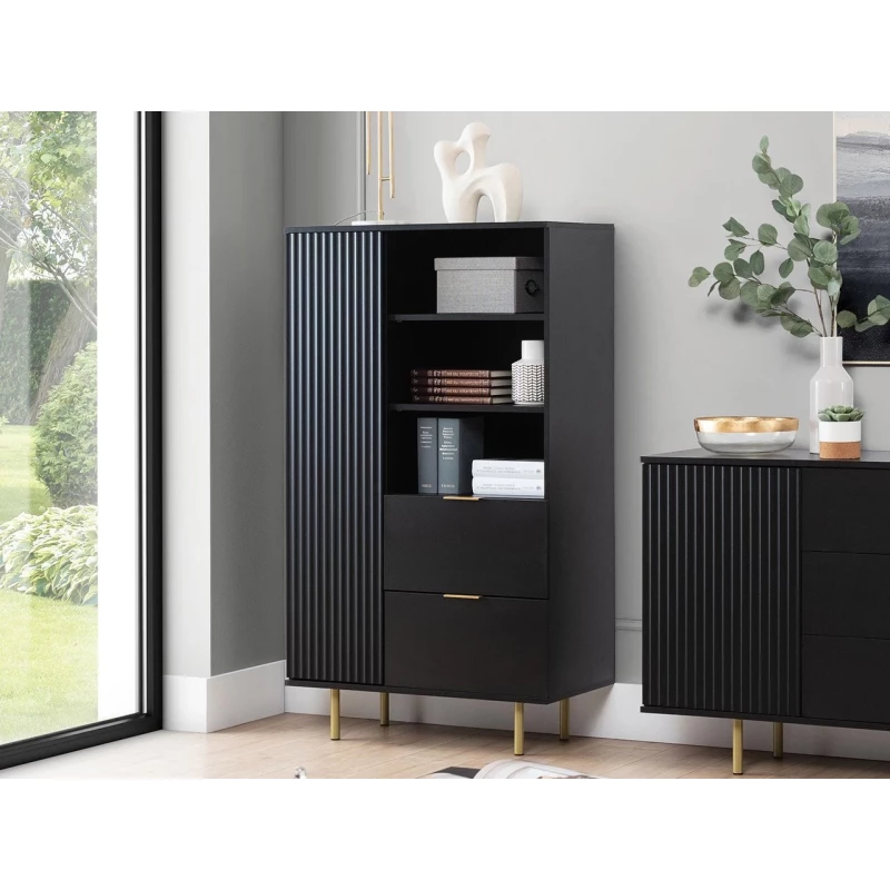 STELLA Schubladenregal - schwarz / gold