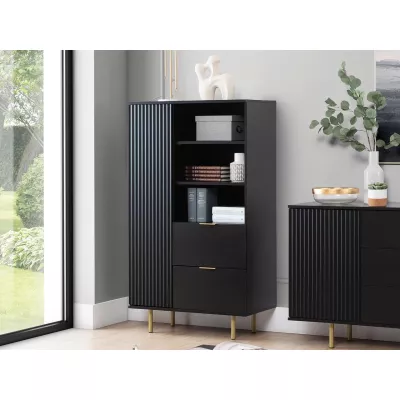 STELLA Schubladenregal - schwarz / gold