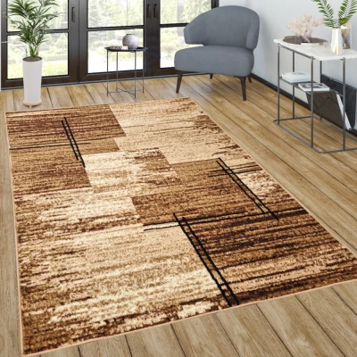 LUKEN rechteckiger Stückteppich 70x130 cm - beige / dunkelbraun