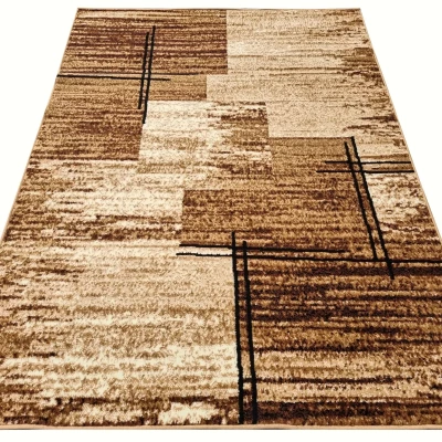 LUKEN rechteckiger Stückteppich 70x130 cm - beige / dunkelbraun