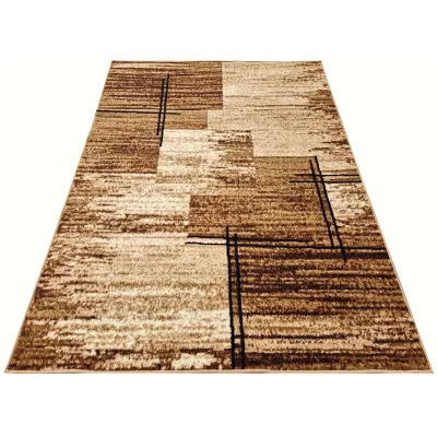 LUKEN rechteckiger Stückteppich 70x130 cm - beige / dunkelbraun