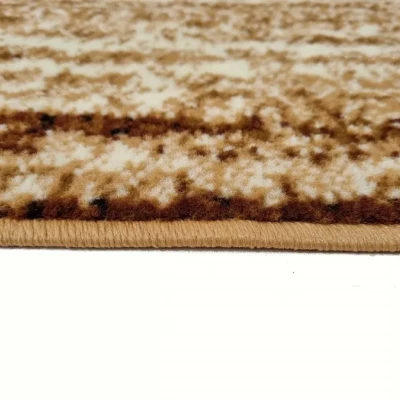 LUKEN rechteckiger Stückteppich 70x130 cm - beige / dunkelbraun