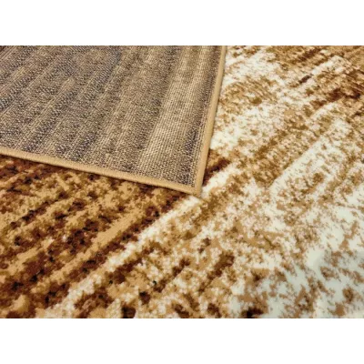 LUKEN rechteckiger Stückteppich 70x130 cm - beige / dunkelbraun