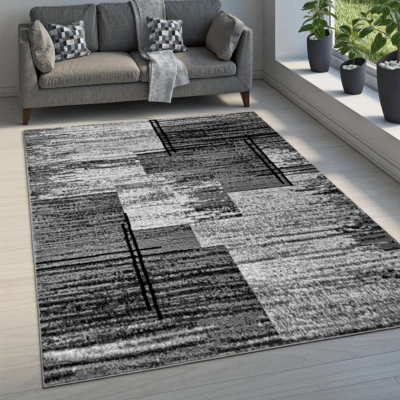 Teppich 50x90 cm LUKEN rechteckig - grau/schwarz