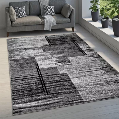 Teppich 50x90 cm LUKEN rechteckig - grau/schwarz