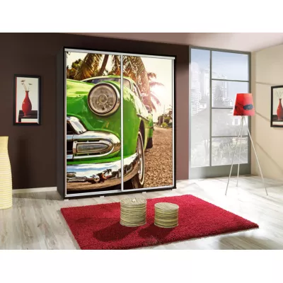 Hoher Kleiderschrank 155 cm mit DANUBE 5-Print – Kastanienbraun Wenge