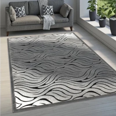 Moderner rechteckiger Teppich 200x290 cm DEMIAN - grau / schwarz