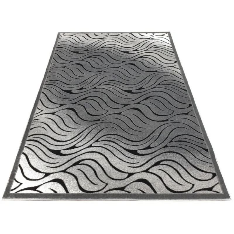Moderner rechteckiger Teppich 200x290 cm DEMIAN - grau / schwarz