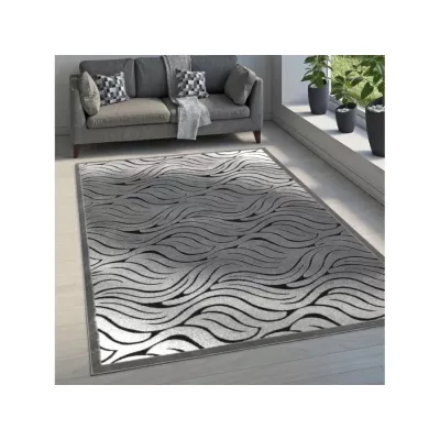 Moderner rechteckiger Teppich 150x300 cm DEMIAN - grau / schwarz