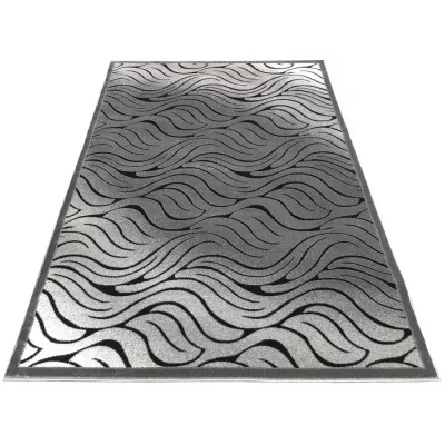 Moderner rechteckiger Teppich 150x300 cm DEMIAN - grau / schwarz