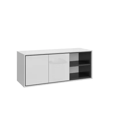 Badezimmerschrank 120 cm AMPHION unter dem Waschbecken - weiß/schwarz