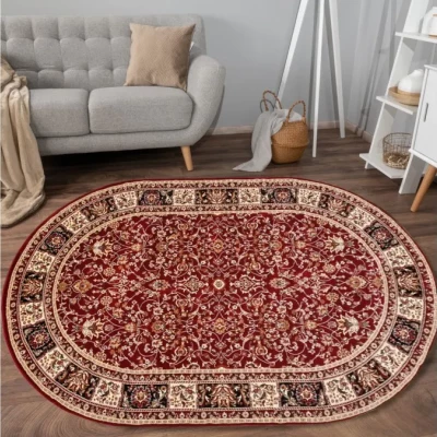 Gemusterter Teppich 60x100 cm LUCHO oval - rot