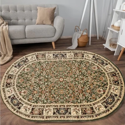 Gemusterter Teppich 200x300 cm LUCHO oval - grün