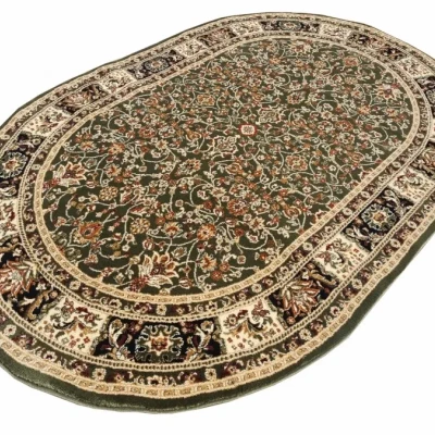 Gemusterter Teppich 140x190 cm LUCHO oval - grün
