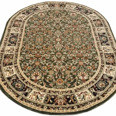 Gemusterter Teppich 140x190 cm LUCHO oval - grün