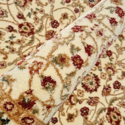 Gemusterter Teppich 140x190 cm LUCHO oval - creme