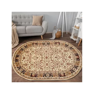 Gemusterter Teppich 70x140 cm LUCHO oval - Creme