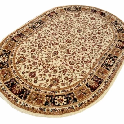 Gemusterter Teppich 70x140 cm LUCHO oval - Creme