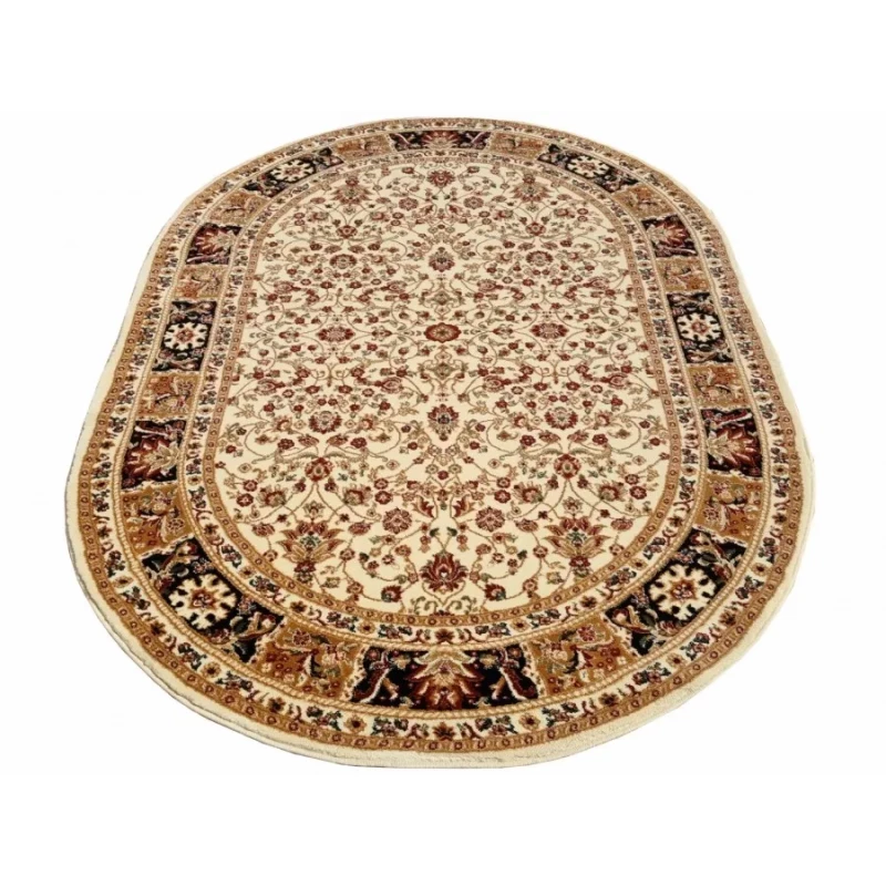 Gemusterter Teppich 60x100 cm LUCHO oval - creme