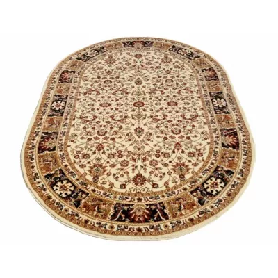 Gemusterter Teppich 60x100 cm LUCHO oval - creme