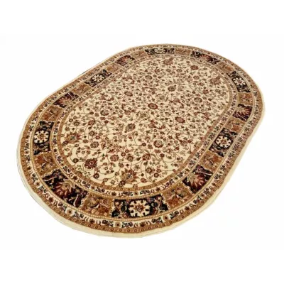 Gemusterter Teppich 60x100 cm LUCHO oval - creme