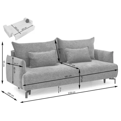 Zweisitzer-Schlafsofa ESCODIO - grau