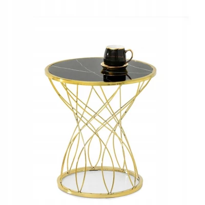 Designer Couchtisch ELIMAR 01 - schwarzer Marmor / Gold