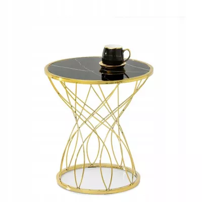 Designer Couchtisch ELIMAR 01 - schwarzer Marmor / Gold