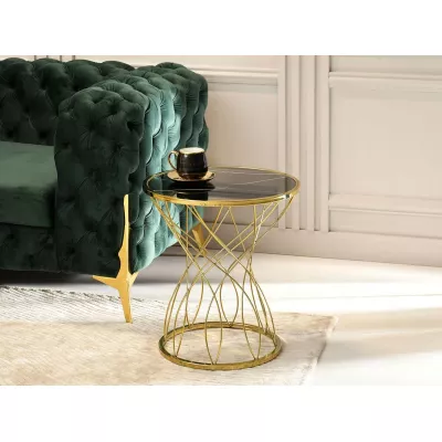 Designer Couchtisch ELIMAR 01 - schwarzer Marmor / Gold