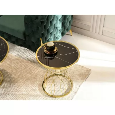 Designer Couchtisch ELIMAR 01 - schwarzer Marmor / Gold