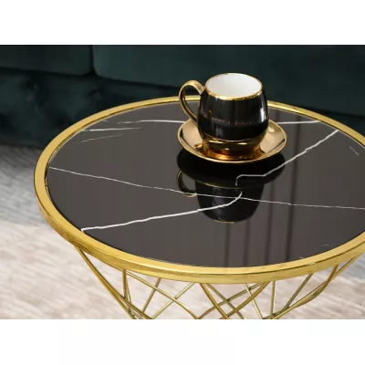 Designer Couchtisch ELIMAR 01 - schwarzer Marmor / Gold