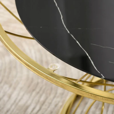 Designer Couchtisch ELIMAR 01 - schwarzer Marmor / Gold
