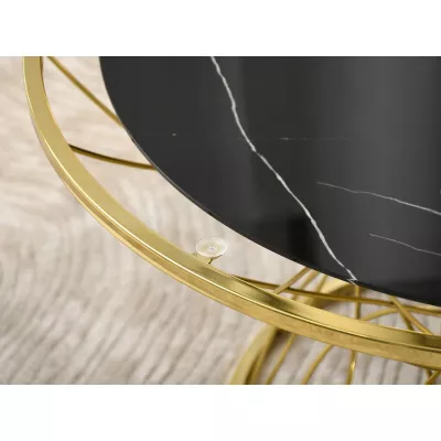 Designer Couchtisch ELIMAR 01 - schwarzer Marmor / Gold