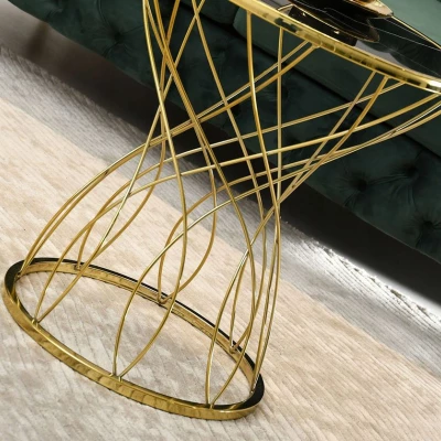 Designer Couchtisch ELIMAR 01 - schwarzer Marmor / Gold