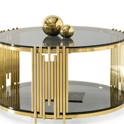 ACHIM Couchtisch - Rauchglas / Gold