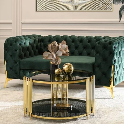 ACHIM Couchtisch - Rauchglas / Gold