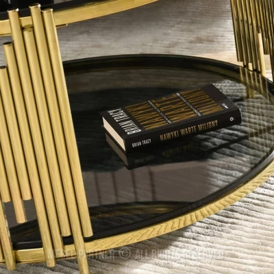 ACHIM Couchtisch - Rauchglas / Gold