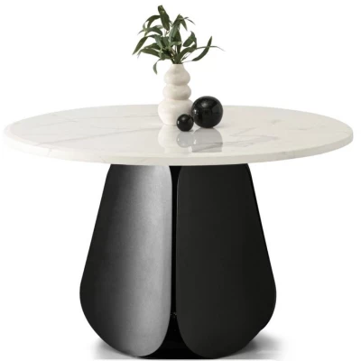 Designer-Esstisch DAVIS – weißer Marmor / schwarz
